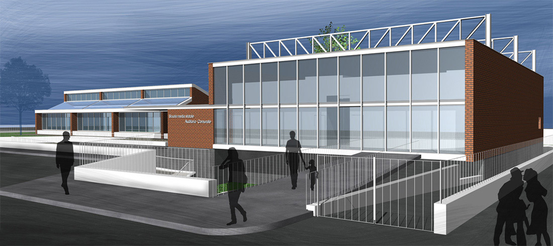 la nuova scuola media di berlingo vista auditorium pucciarelli architetti